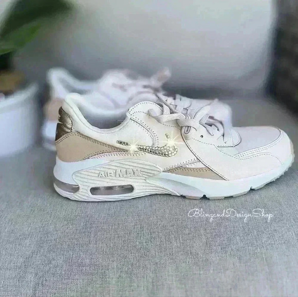 Bling Nike Air Max Excee Womens Pink Sneakers Shoes Made with Swarovski Crystals - Picture 7 of 8